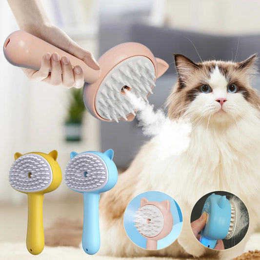Rechargeable Cat & Dog Grooming Brush – Self-Cleaning Slicker with Mist