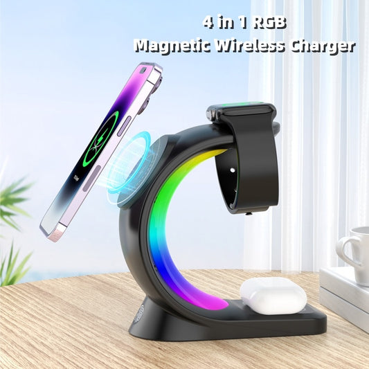4-in-1 Magnetic Wireless & Fast Charging Station for iPhone, AirPods & Watch