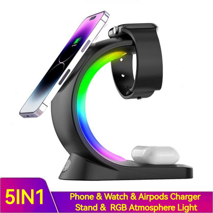 4-in-1 Magnetic Wireless & Fast Charging Station for iPhone, AirPods & Watch