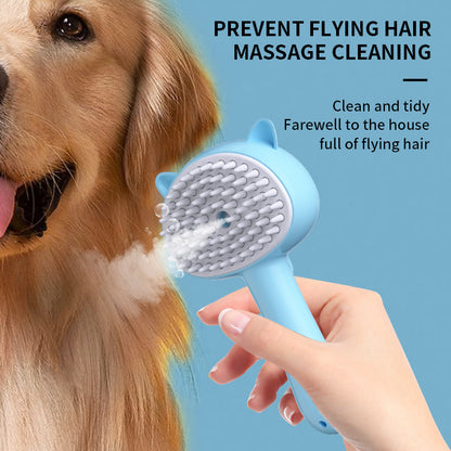 Rechargeable Cat & Dog Grooming Brush – Self-Cleaning Slicker with Mist
