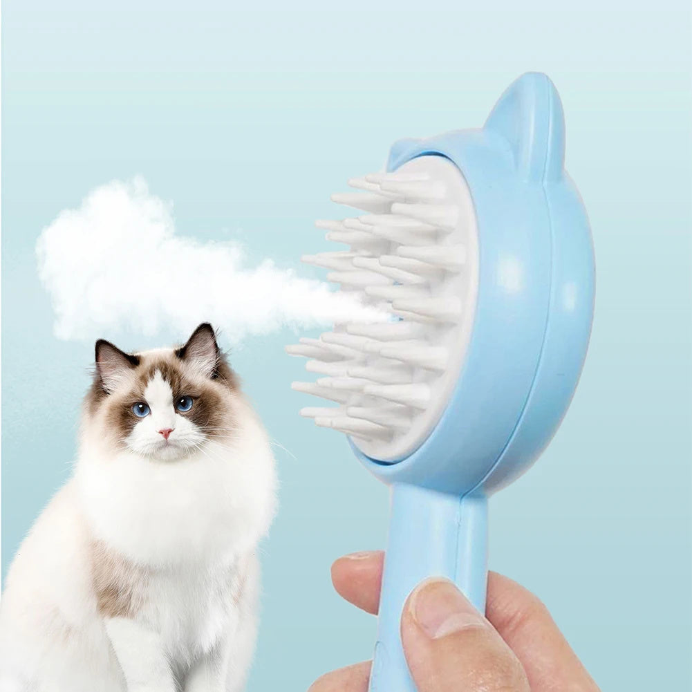 Rechargeable Cat & Dog Grooming Brush – Self-Cleaning Slicker with Mist